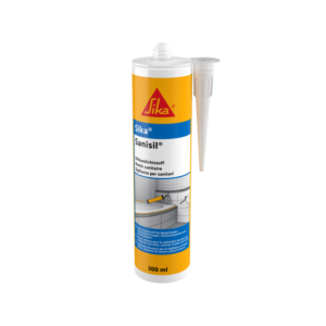 Cylinder shaped bottle with the brand Sika